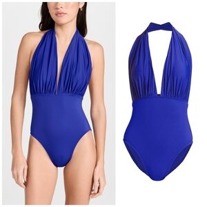 Norma Kamali Halter Low Back Mio One Piece